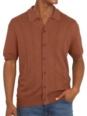 DKNY Men's Button Front Sweater In Rust